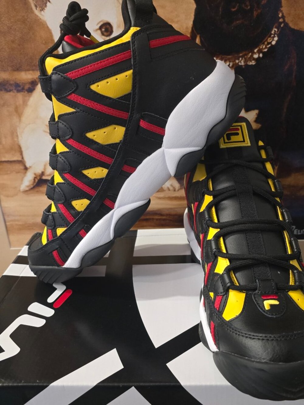 FILA Stackhouse Spaghetti Men's Basketball Shoes 1BM01793-704 Lemon / Red Sz 9